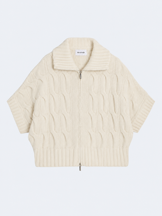 Muna Cream Cable Zip Up Knit