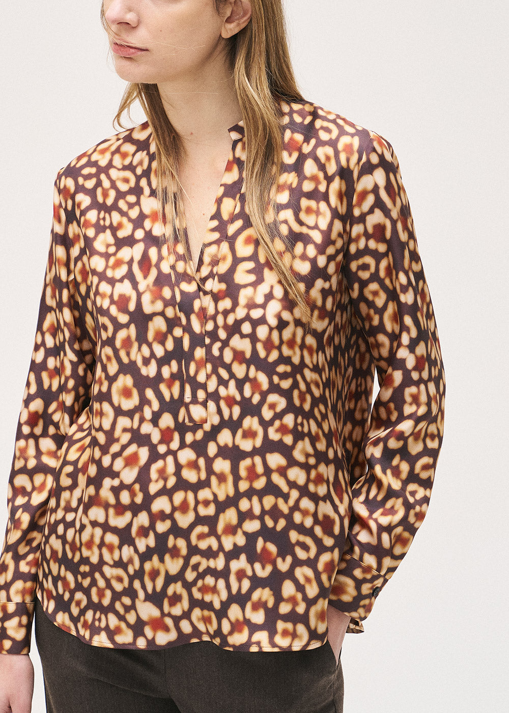 The Floral Copper V-Neck Blouse