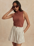 Tansy Woven Cream Shorts