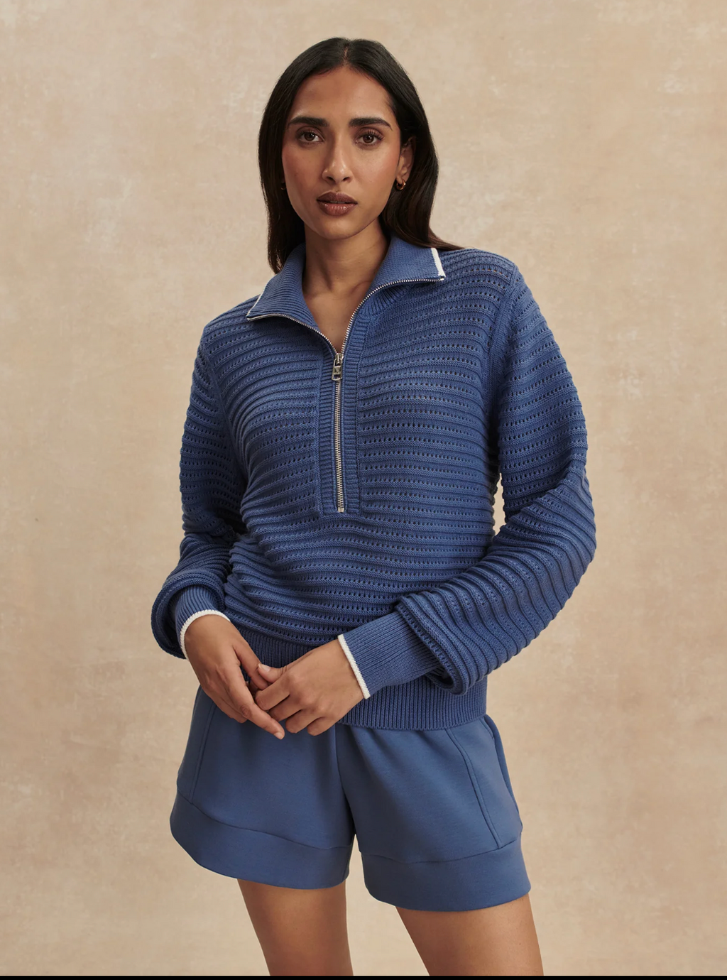 Morwenna Blue Half-Zip Knit