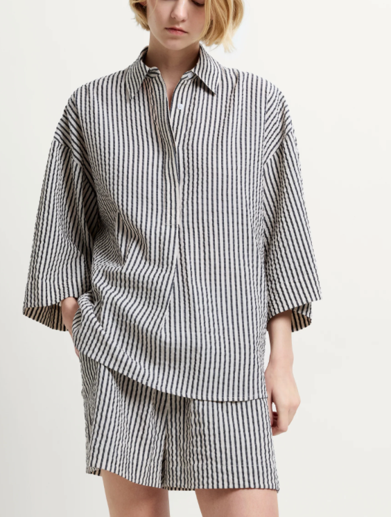 Lia Seersucker Striped Shirt