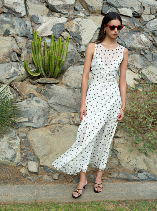 Emina Chiffon Polka Dot Maxi Dress