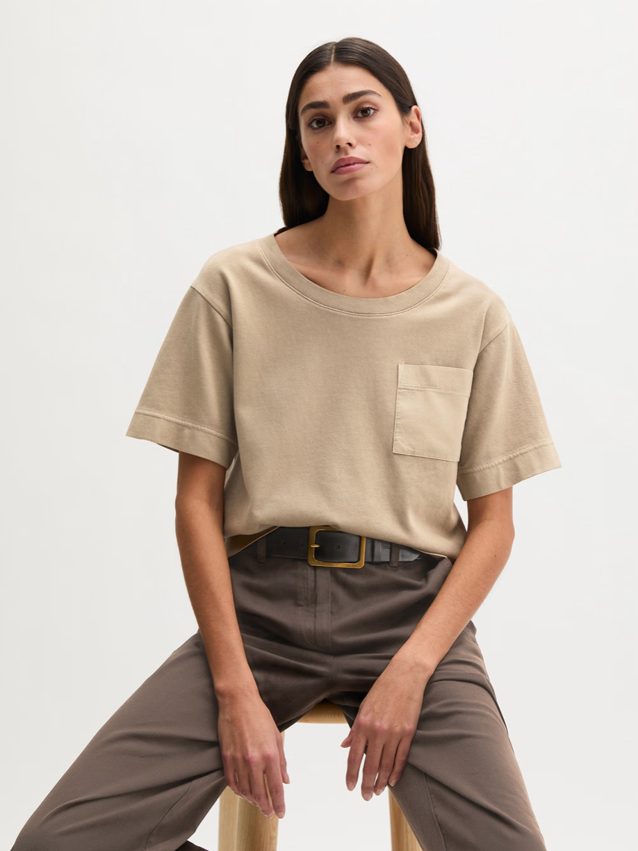 The Mocha Satin Pocket Jersey Tee