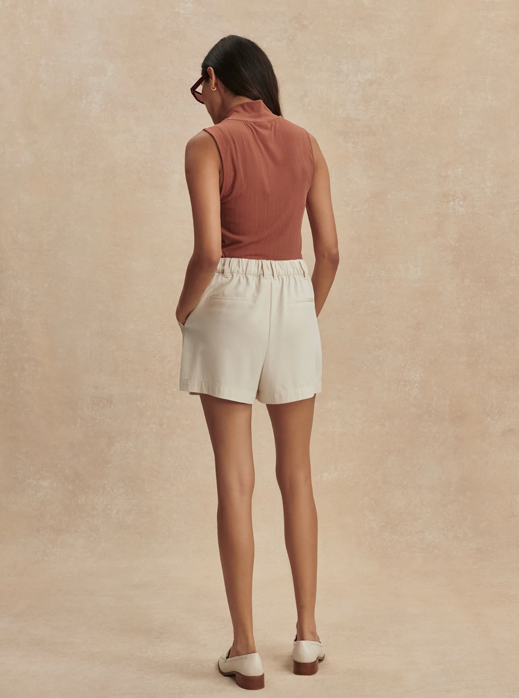 Tansy Woven Cream Shorts