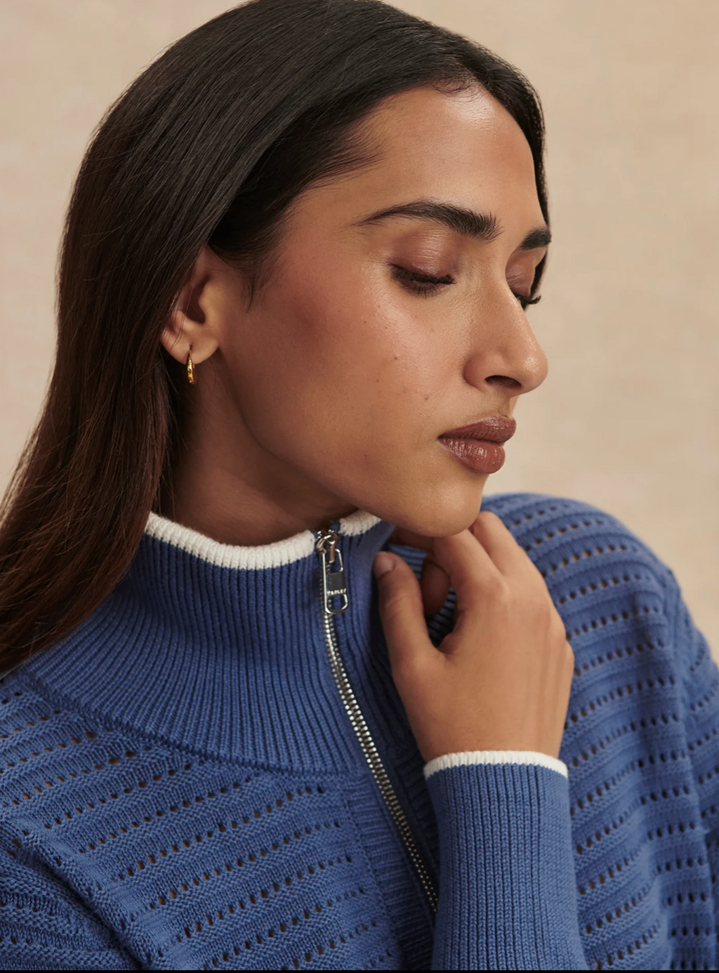 Morwenna Blue Half-Zip Knit