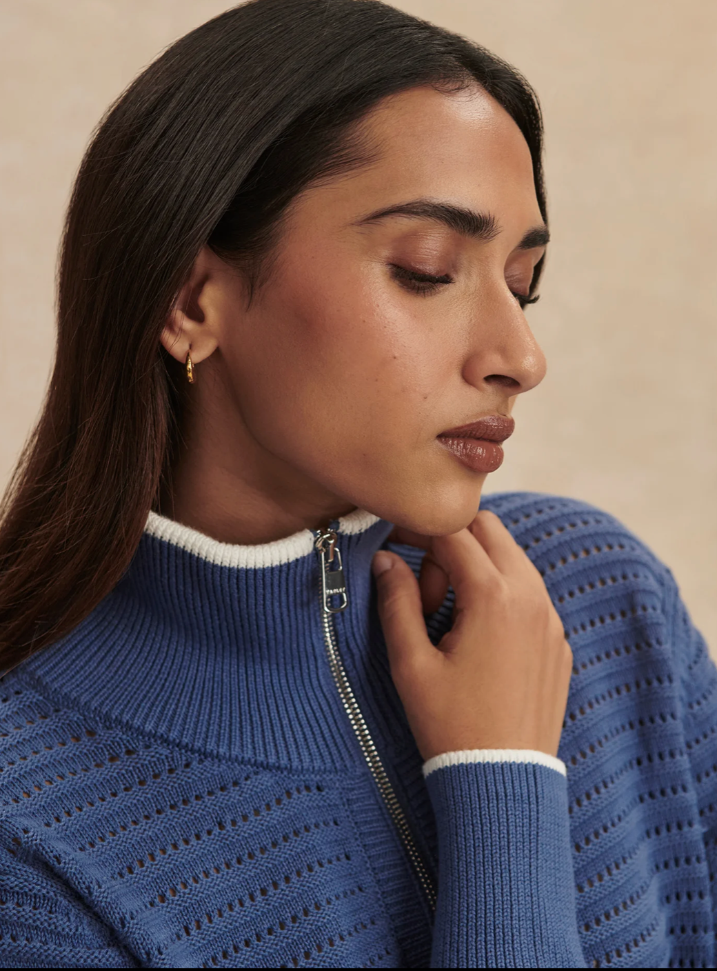Morwenna Blue Half-Zip Knit