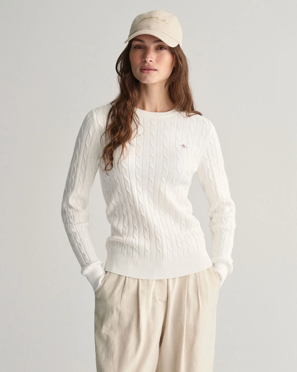Cotton Cable Crew Eggshell