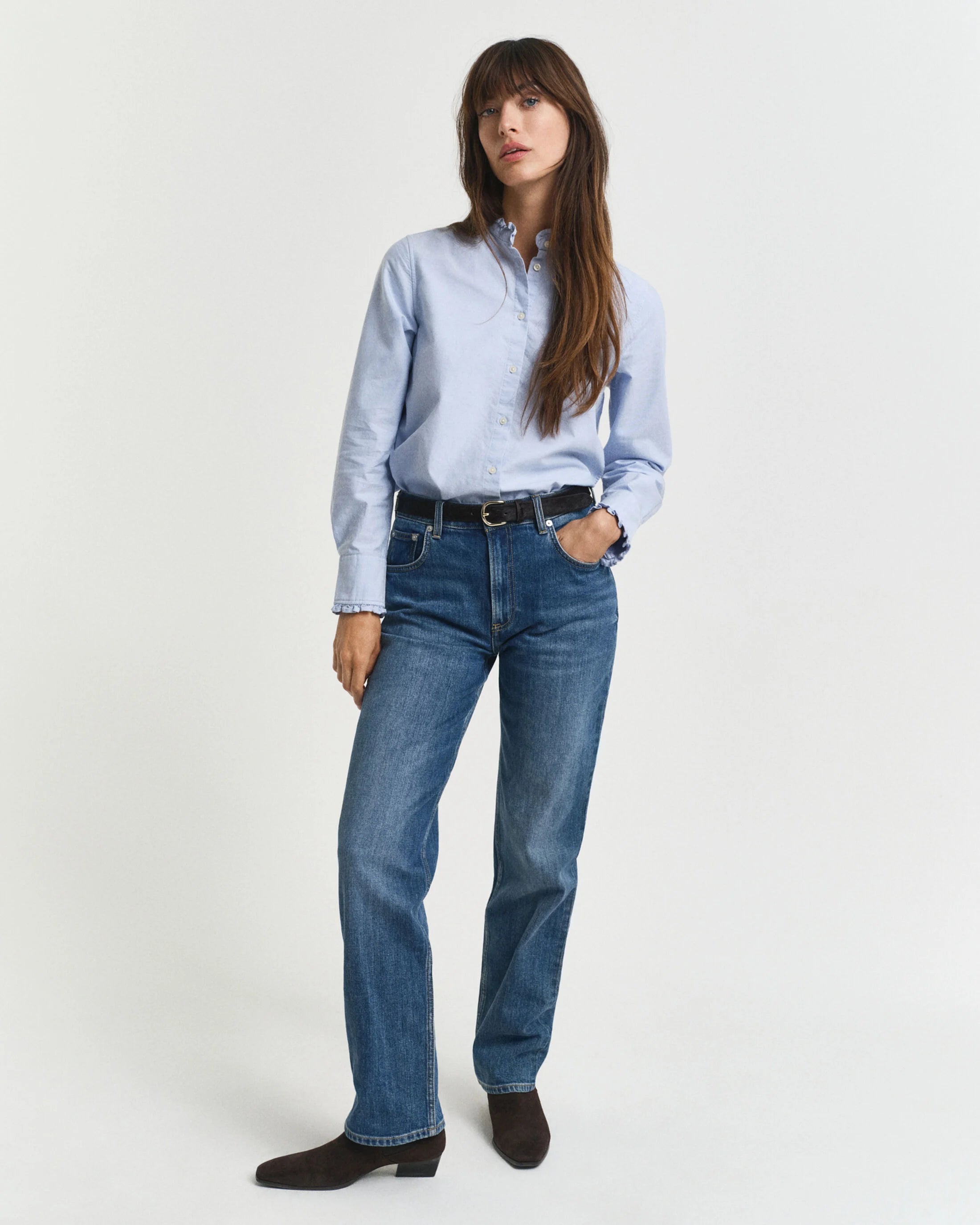 Straight Leg Stretch Mid Wash Jeans