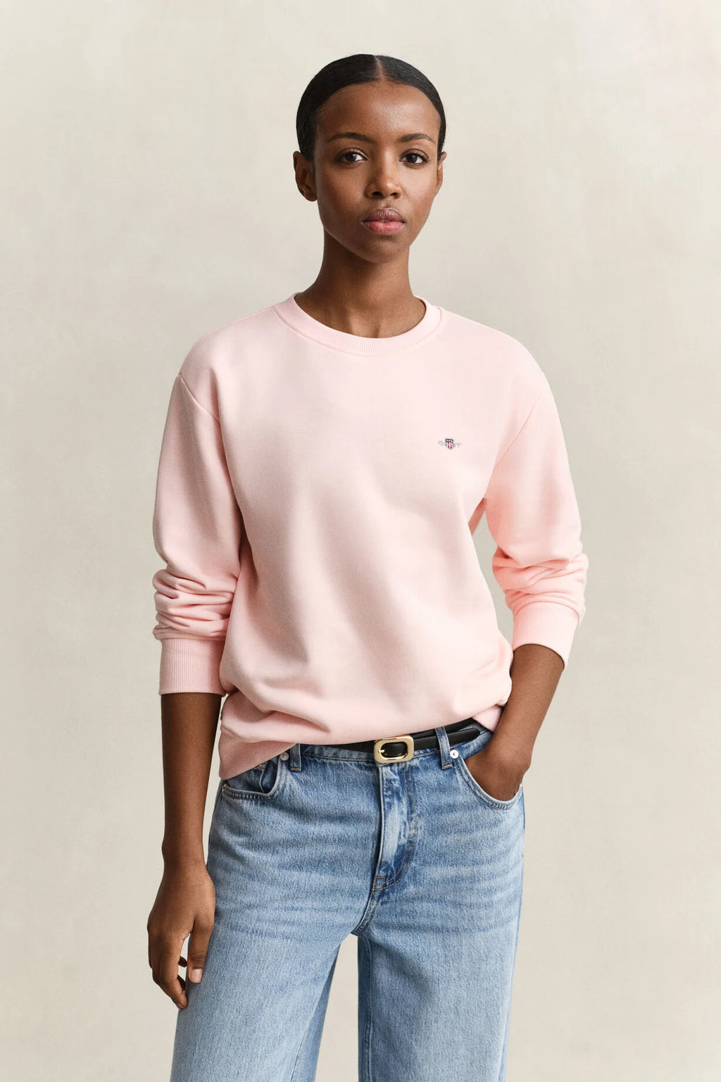 Shield Crew Neck Apricot Sweatshirt