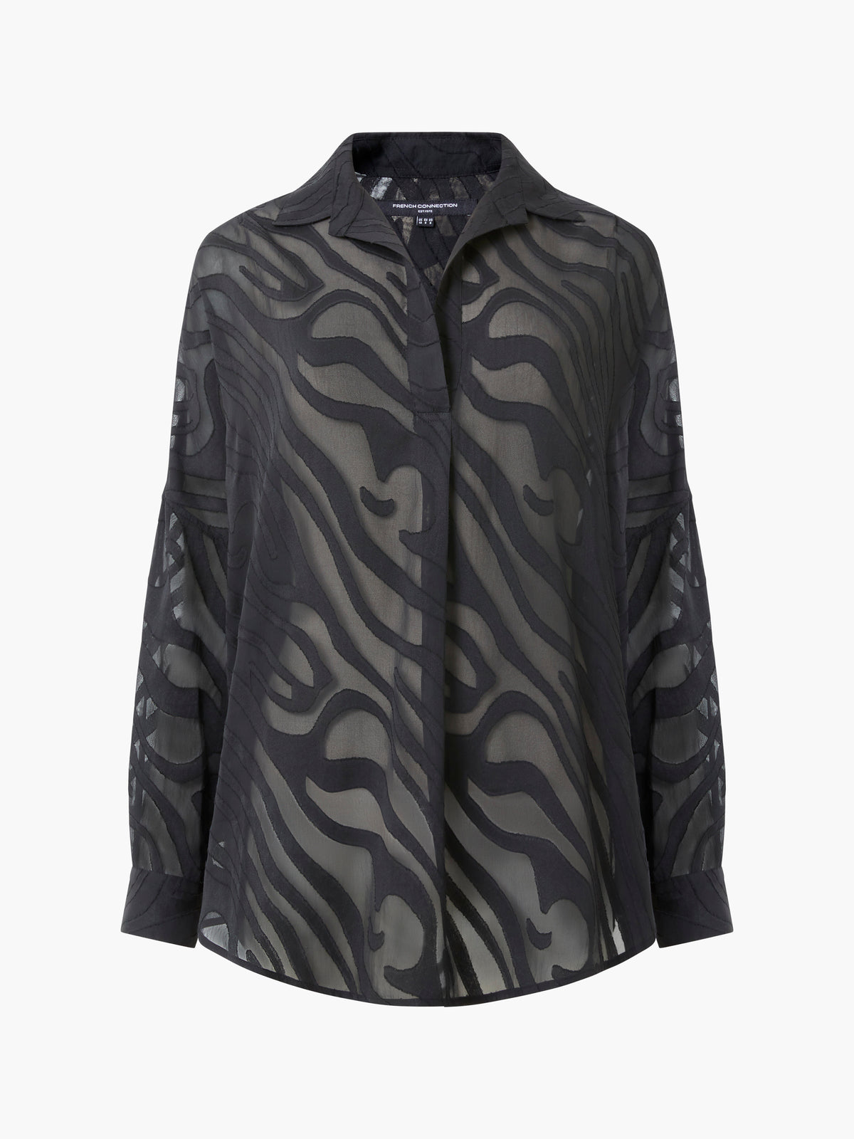 Devore Oversized Black Popover Blouse